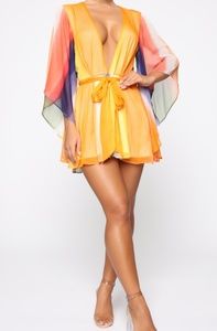 Never Blend In Chiffon Romper - Rainbow